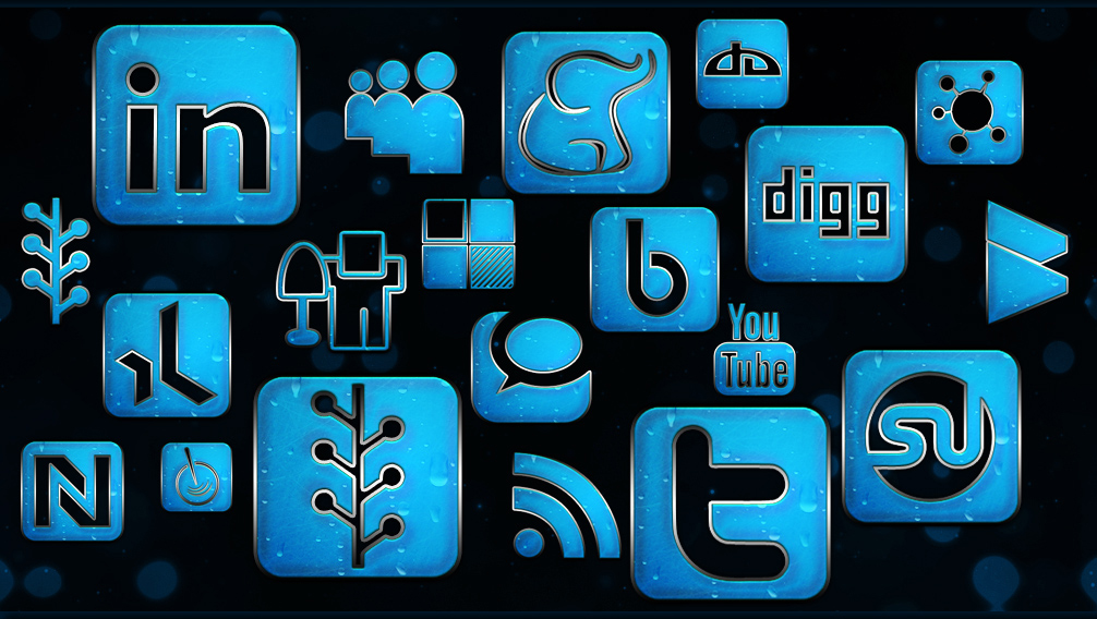 blue chrome rain social networking icons webtreats preview on civic site design